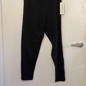 Black Leggings with Embroidered Details